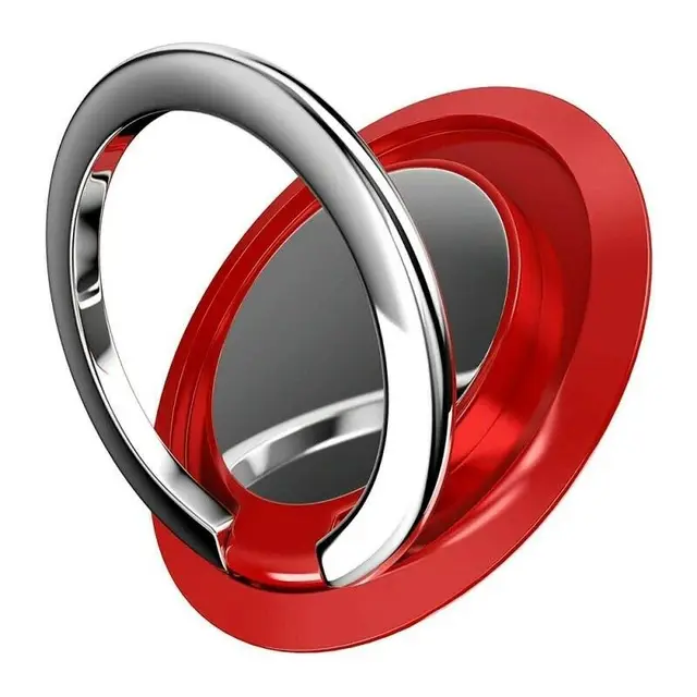 Luxury Rotatable Finger Ring Mobile Phone Holder Stand Grip for Universal Car Magnetic Mount Phone Back Sticker Pad Bracket A red