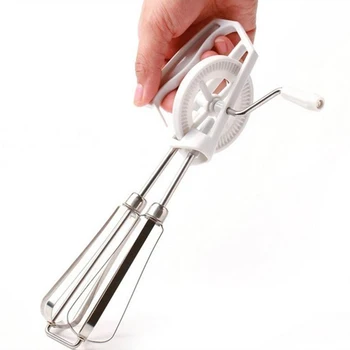 

Hand Whisk Egg Beater Mixer with Stainless Crank Plastic Handle for Kitchen Cooking Whipping SNO88