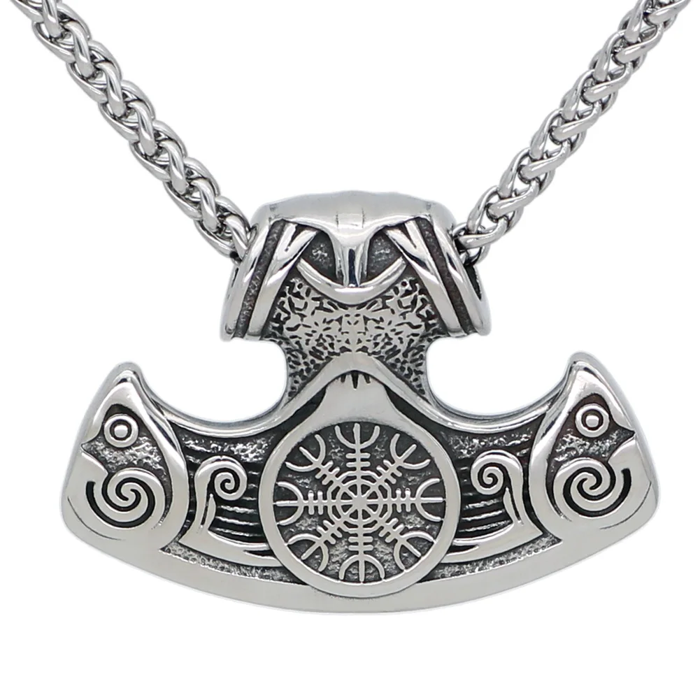 Мужская подвеска в виде топора из нержавеющей стали mamen viking vegvisir amulet|Ожерелья с