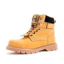 Cowcom/Желтые Ботинки martin женская обувь из воловьей кожи с флисовой подкладкой ботильоны для пары мужская обувь с хлопковой подкладкой