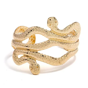 

Punk Personality Twining Snakes Open Bracelets for Women Exaggeration Arm Cuff Bangle Gold Silver Color Bracelet Boho Jewelry
