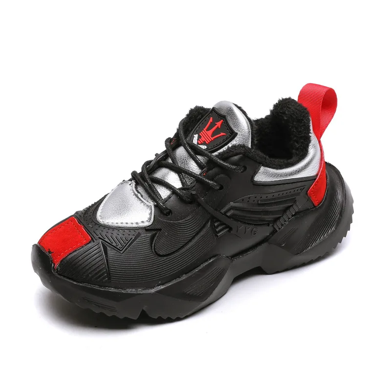 

AFDSWG autumn and winter children shoes thick plush boys shoes Black soft bottom sneakers girls, shoes for kids