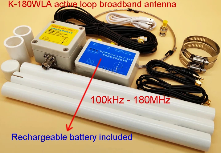 K180WLA Upgraded version Active Loop Broadband Receiving Antenna 0.1MHz-180MHz 20dB SDR FM radio antenna LOOP small loop HF