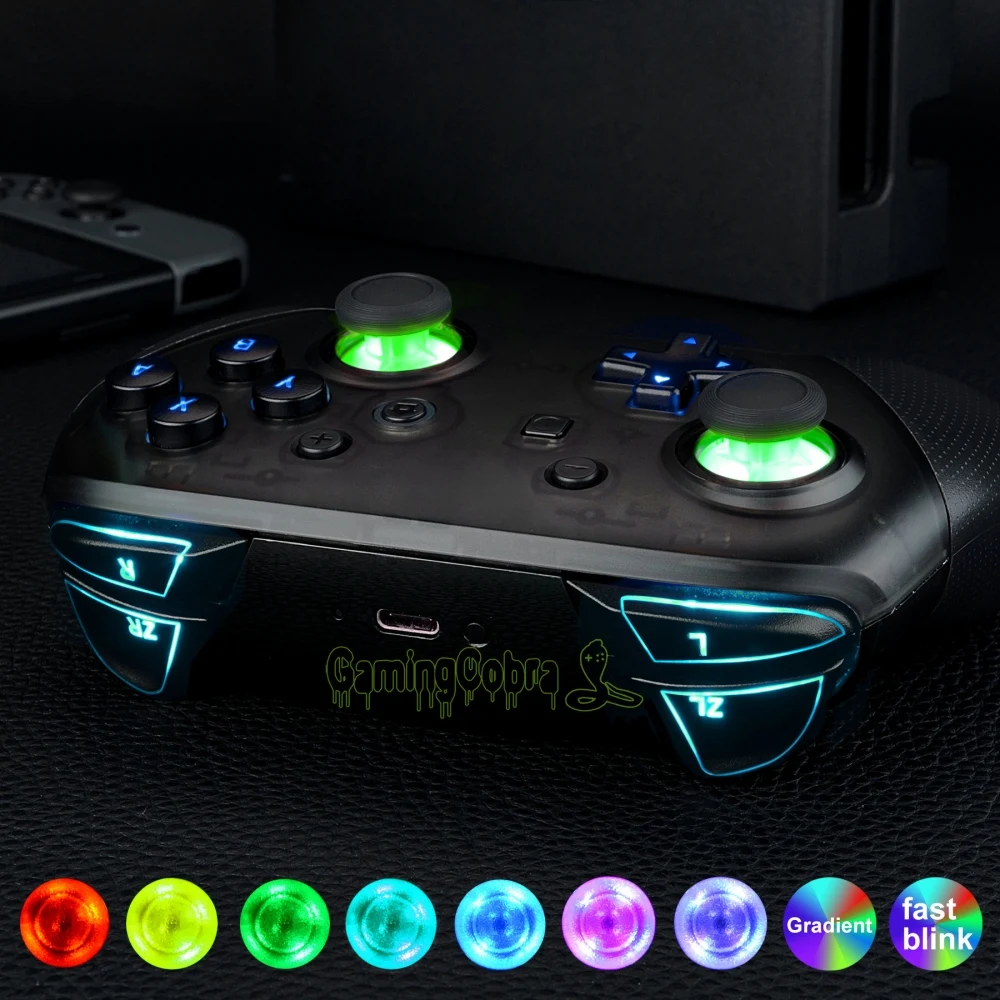 Extremerate Luminated Thumbsticks D-Pad Face Buttons Kit Led Dfs Fai Da Te V2 Per Nintendo Switch Pro Controllere - 9 Modalità Colori