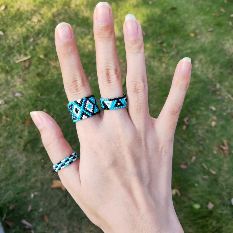 FAIRYWOO Conjunto de anillos geométricos Miyuki mujer, de la amistad, joyería del futuro, anillos guays y geniales, anillos venta al por mayor|Anillos| -