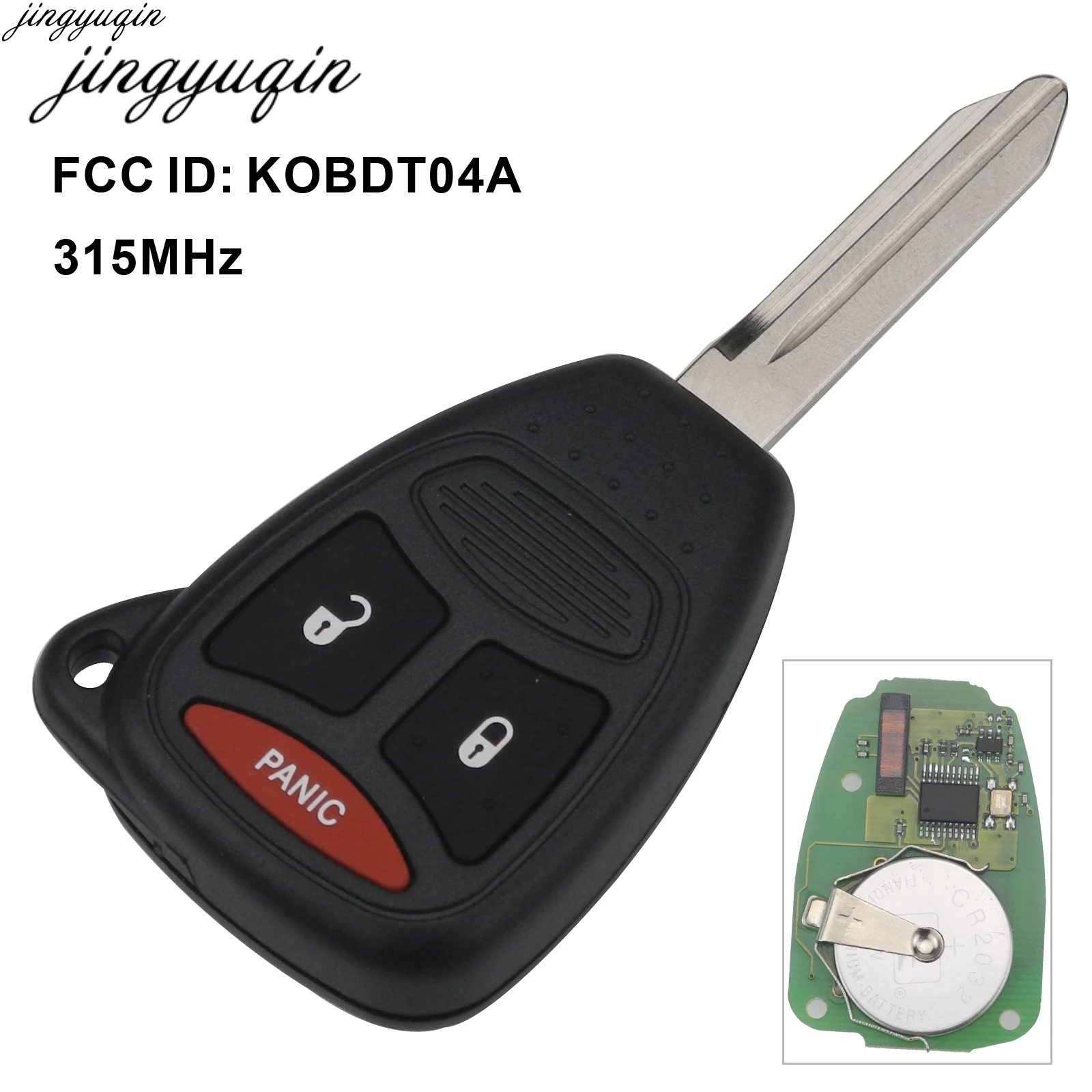 Jingyuqin 3 Button Remote Car Key Control KOBDT04A 315MHz for Dodge Dakota Durango Charger for Jeep Grand Cherokee Chrysler 300