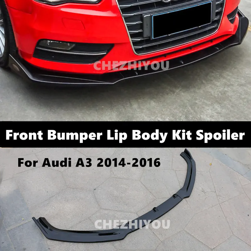 

For Audi A3 Sedan 2014-2016 Car Front Bumper Lip Body Kit Spoiler Splitter Diffuser Cover Carbon Fiber Look / Piano Black