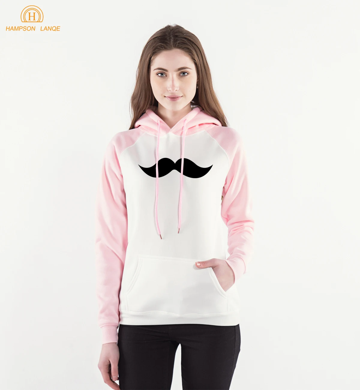 Кавайные усы печати толстовки для женщин весна осень модные толстовки розовый Harajuku Толстовка S-XXL