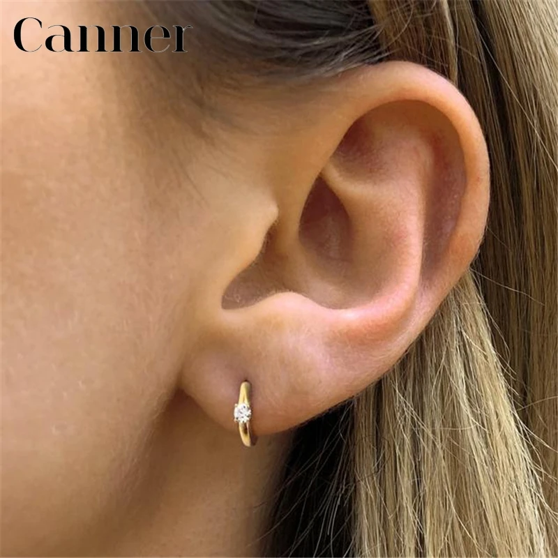 Simple Luxury Circle Zircon Earring 925 Sterling Silver Crystal CZ Hoop Earrings for Women Gold Silver Fashion Jewelry Wholesale