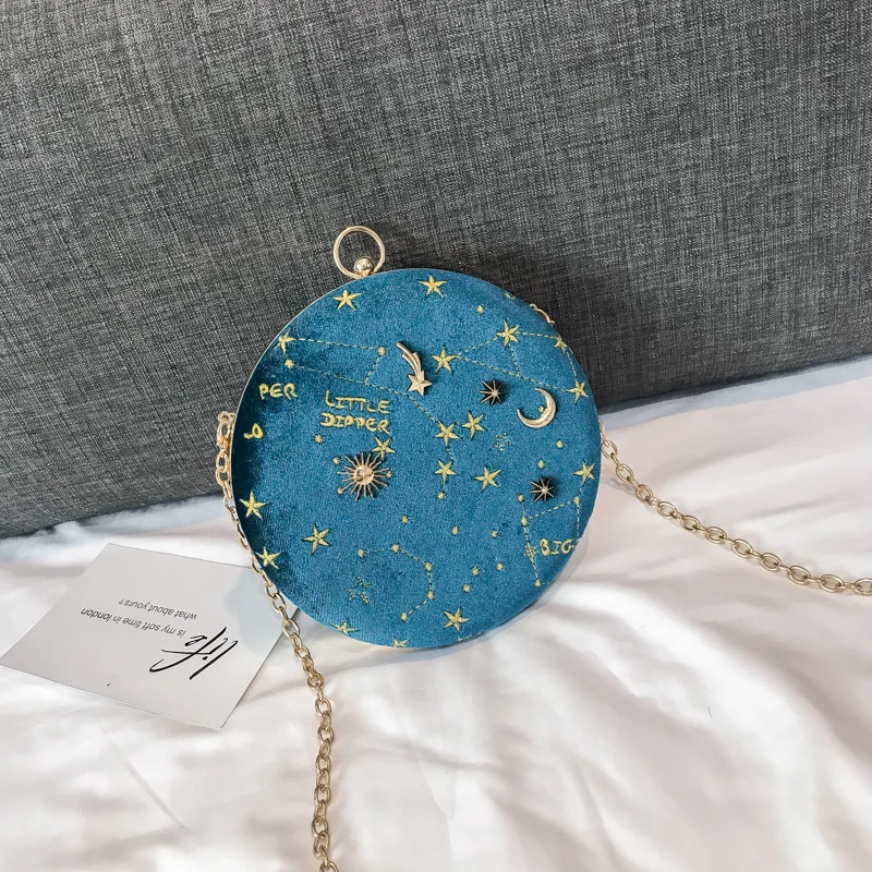 Small Crossbody Phone Bag for Women Round Suede Cellphone Bag Ladies Cocktail Party Evening Hand Bag - Цвет: Blue
