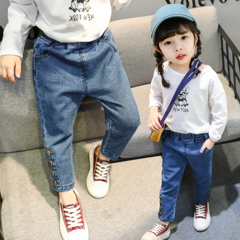 

Girl'S Pants 2019 Spring And Autumn New Style Korean-style Children si li kou Jeans Baby Handsome Versatile Casual Pants