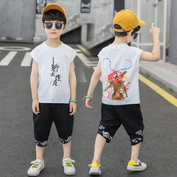 

Boys Clothes Set Sleeveless Cartoon Vest+Shorts Summer Kids Boy Sports Suit Children Clothing Outfits Teen 4 6 8 10 12 13 Years