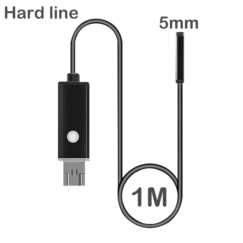 5mm-1M-hard 2 в 1 эндоскоп бороскоп Инспекционная камера Водонепроницаемая Змея камера USB Android бороскоп - Цвет: 5mm-1M-hard