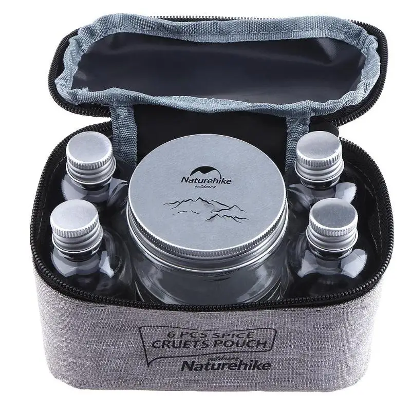 

7pcs/set Portable BBQ Organizer Condiment Bottles Spice Cruets Seasoning Jar Pouch Camping Set For Camping Barbecue Picnic