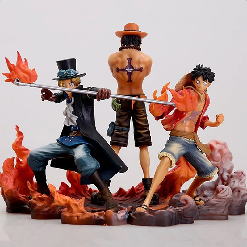 Hot Sale Products! 3PCS anime figurine Monkey D Luffy Ace Sabo Three brothers set PVC Action Figure Collection Model Toys doll 14-17CM