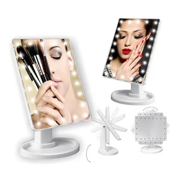 

LED Makeup Mirror 360 Degrees Rotating ABS Plastic Frame Desktop Cosmetic Mirror Battery Powered