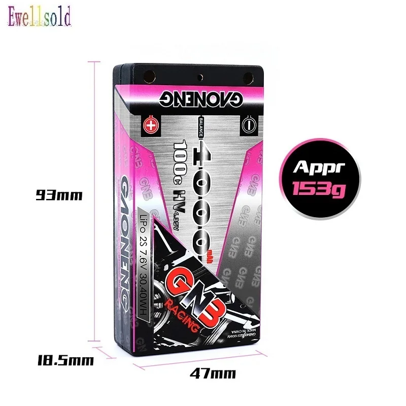 Ewellsold 7 6 V 4000 mAh 2S 100C/200C низкопрофильный Hardcase Super SHORTY HV LiPo Battery pack 4 0mm Deans Plug v mah|Детали