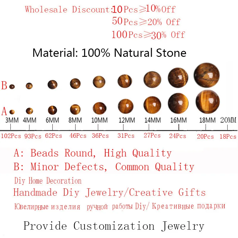 Натуральный камень, желтый тигровый глаз круглые бусины Сделай Сам ручной работы Цепочки и ожерелья браслета изготовление сережек 3 4681012 14, 16, 18, 20 мм