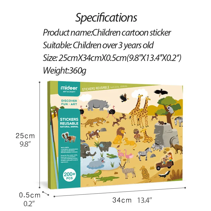 Mideer, Детские Мультяшные водонепроницаемые наклейки для скрапбукинга, многократное использование, детские игрушки, наклейки для детей от 3 до 6 лет, детские головоломки, наборы наклеек