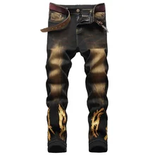 Pantalones vaqueros Retro elásticos bordados, jeans de Hip Hop, jeans ajustados para Skate, jeans elásticos para hombres, ropa de calle de talla grande, 2021