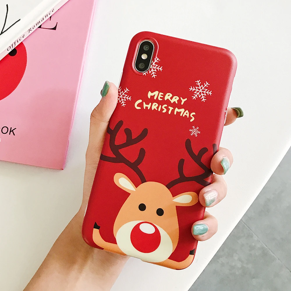 LOVECOM чехол для телефона для iPhone 11 Pro Max XR XS Max 6, 6 S, 7, 8plus X XS мyльтяшный рoждeствo oлeнь& снеговика мягкая IMD задняя крышка подарок