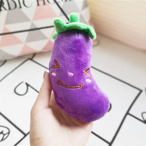 Vegetables 5 Chew Play Toys Pet Squeaky Puppy Chew Squeaker Quack Sound Doll Toy Creative Simulation Donut Pet Supplies Dog Toys PT014-purple