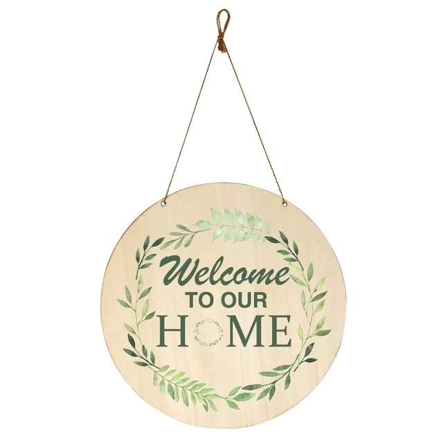 2021 Wooden Welcome Sign House Number European Retro Pendant Easily Round Door Hanging Double-sided Garden Plaque Home Art Decor Hotel Door Hanging