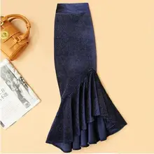 Юбка размера плюс 4XL! Юбка с асимметричным рыбий хвост, Женская юбка с высокой талией на осень и зиму, плиссированная юбка TB3759