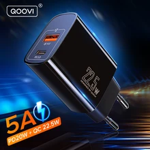 QOOVI-cargador Dual USB tipo C PD de 20W, adaptador de pared de carga rápida 5A, carga rápida 4,0 QC para iPhone 13 12 Xs Huawei Xiaomi Samsung