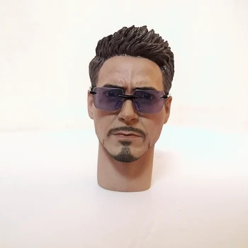 

1/6 Scale The Iron Man Tony Stark Head Sculpt with Glasses For 12inches Action Figure Body Toys DIY Style
