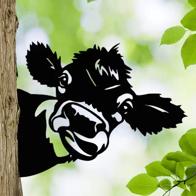 Csukló Állatok Farm Peeping Tehén Dísz Kerti Szobrok Patina Fém Művészeti Kecske Kakas Kert Peeker Állati Háztáji Gyep Tét