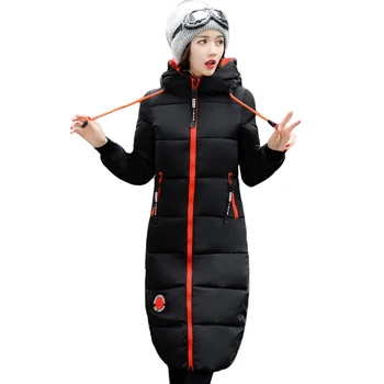 

2018 winter women long slim warm parka coat female large size hooded solid color cotton jacket jaqueta feminina inverno