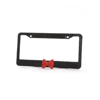 

2 Pcs Bow Tie Diamond Crystal License Plate Frame Acrylic Support L9BC