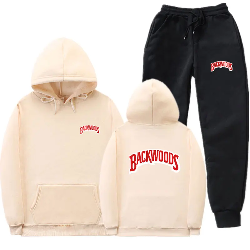 Streetwear BACKWOODS Hoodie set Tracksuit Men Thermal Sportswear Sets Hoodies and Pants Suit Casual Sweatshirt Sport Suit