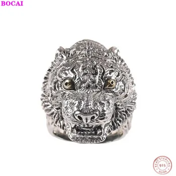 

BOCAI s925 Sterling Silver rings for men retro Thai silver pattern beast opening ring personality men's Silver Ring 2020 new