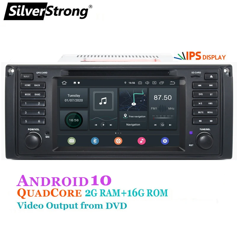 Автомагнитола SilverStrong с Android 10 0 ips 7 дюймов автомобильный DVD для BMW E53 E39 X5 4 Гб ОЗУ 64