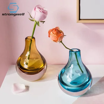 

Strongwell Nordic Color Translucent Crystal Spherical Vase Hydroponic Flower Vase Desktop Crafts Stylish Simple Home Decorations