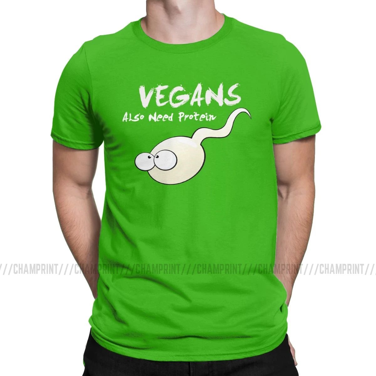 Vegans также нужен протеин футболки для мужчин Вегетарианская Новинка Хлопок Футболка круглый вырез короткий рукав Футболка одежда размера плюс - Цвет: Зеленый