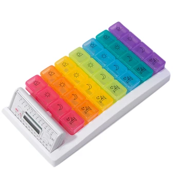 

28 Grid Combined Electronic Pill Box, Digital Pattern Pill Box, Weekly Pill Organizer with Alarm Reminders