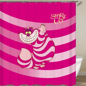 

Smile Cat Alice in Wonderland Anime Waterproof Shower Curtains Naked Shower Curtain Bathroom Polyester 3D Girls Boys