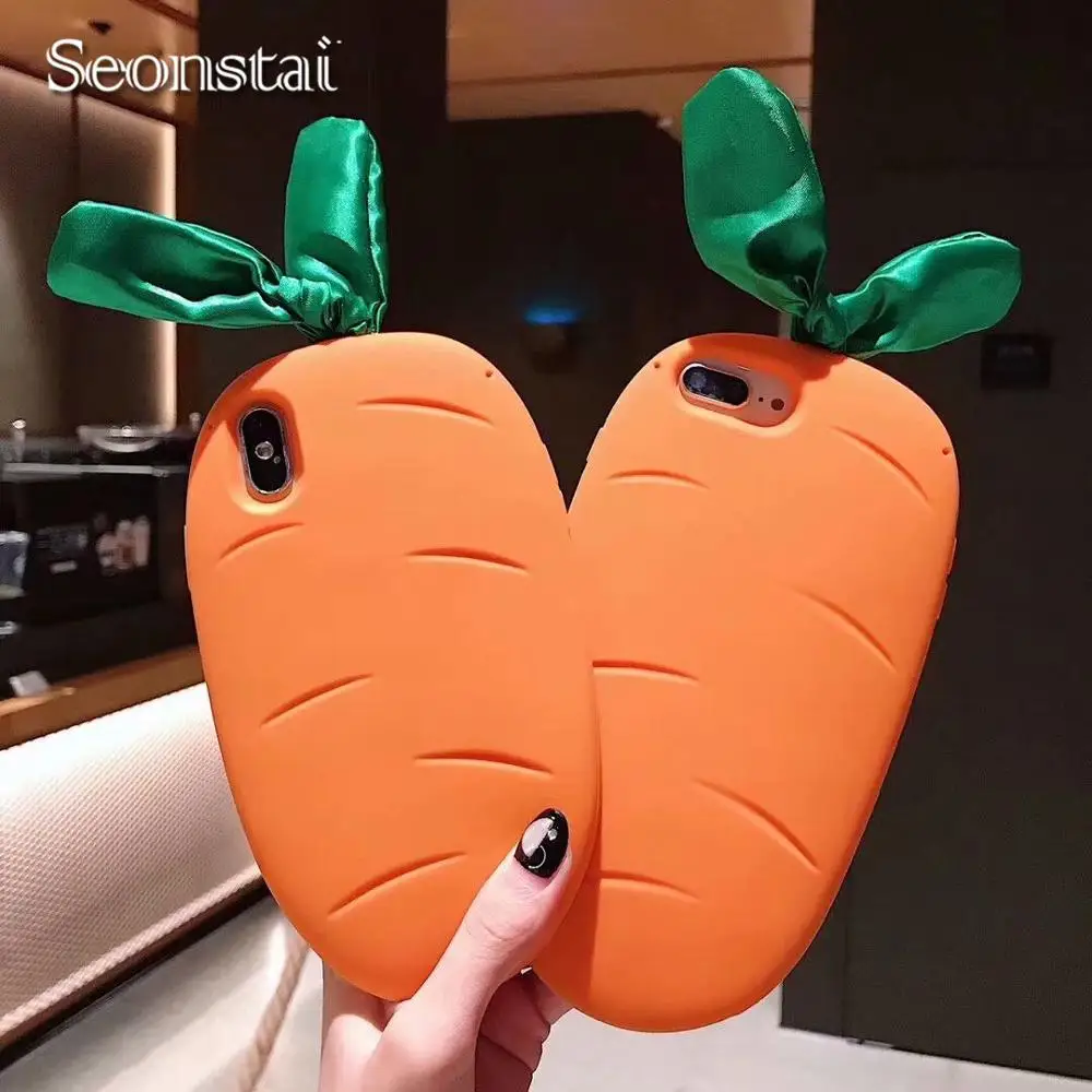 Мягкий силиконовый 3D чехол с морковкой для iPhone X XR XS Max противоударный защитой от