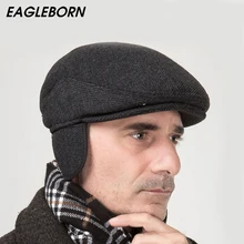 Новинка, фирменный Зимний берет, утолщенная шапка, шапка с ушками, Снэпбэк, шерстяные, одноцветные, в полоску, складные шапки, casquette Gorras Planas, плоская шапка s
