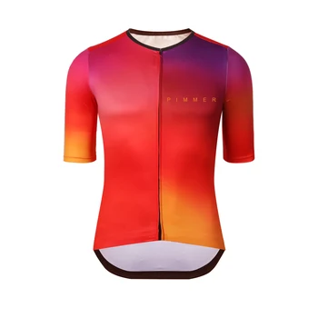 

2019 Pimmer red colorful short sleeve cycling jersey road mtb race cycling shirt spandex fabric with best quality
