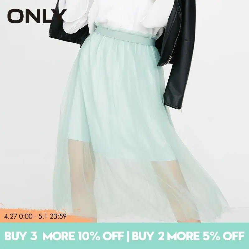 

ONLY Women spring elastic waist A word Mesh Skirt | 11831G508