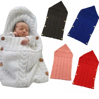 

Knitted Crochet Newborn Infant Hooded Sleeping Bags Baby Sleepsacks Toddler Button Blanket Warm Swaddle Wrap Sleep Sacks