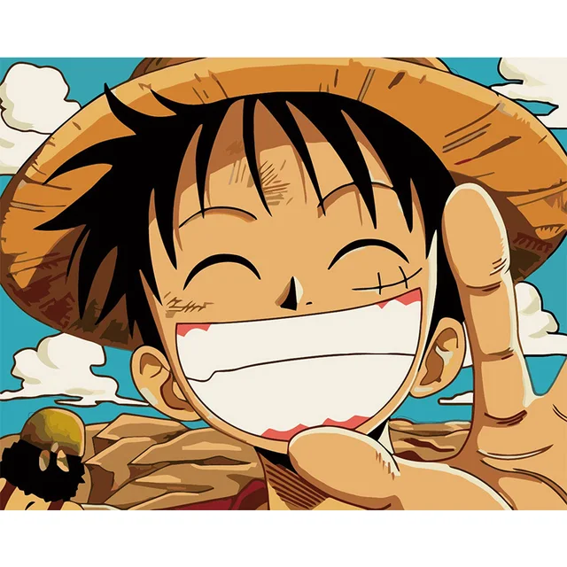 Cartoon Luffy One Piece Acrylic Paint By Numbers Framed Coloring Picture Diy Painting By Numbers For Kids Wall Art Picture Paint By Number Aliexpress
