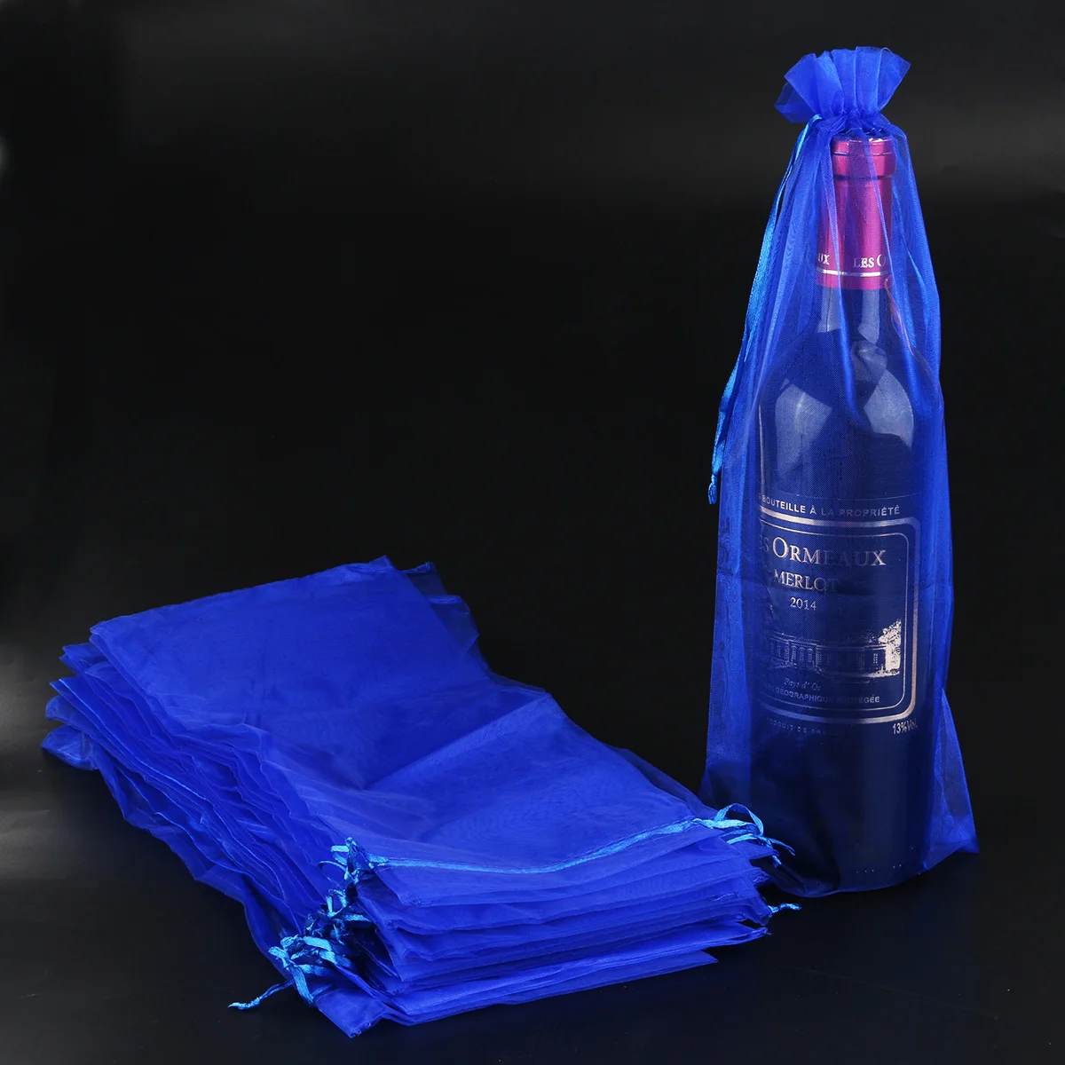 20pcs Sheer Organza Wine Bottle Cover Wrap Gift Bags Christmas Xmas Party Decorations Organizer