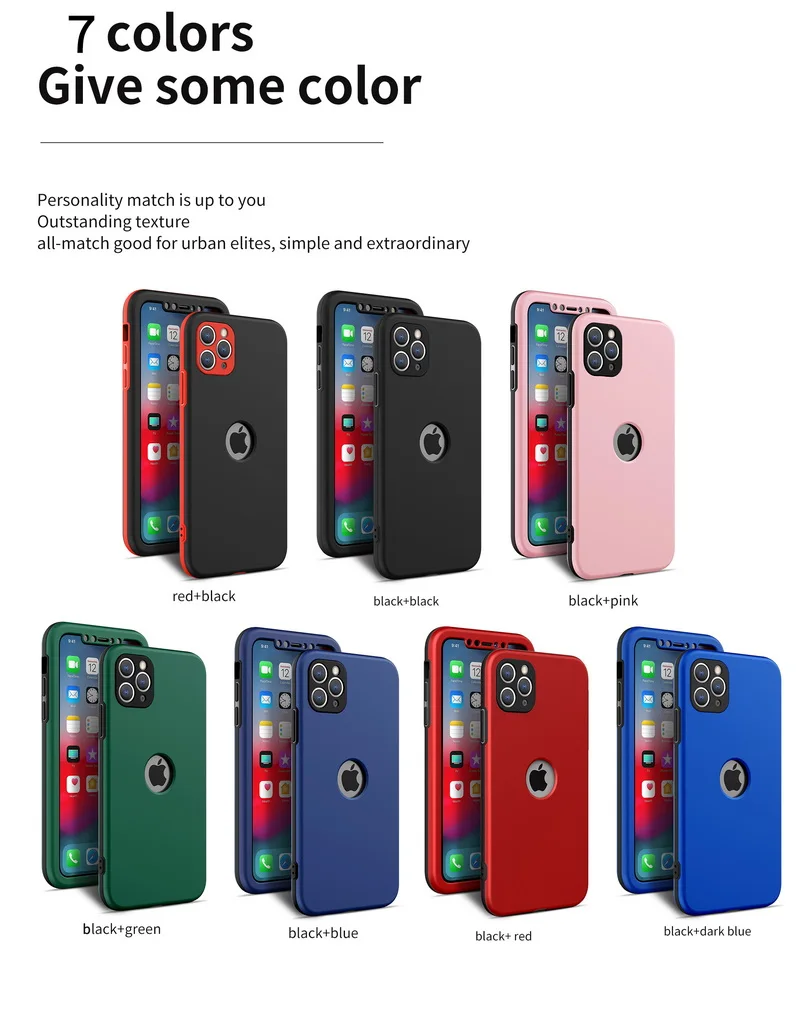 clear case iphone 13 3 in 1 fully protected Phone Case For Apple iPhone 13 12 11 Pro Max mini SE 2020 X XR XS Max 7 8 Plus Mate Shockproof Cover best iphone 13 case