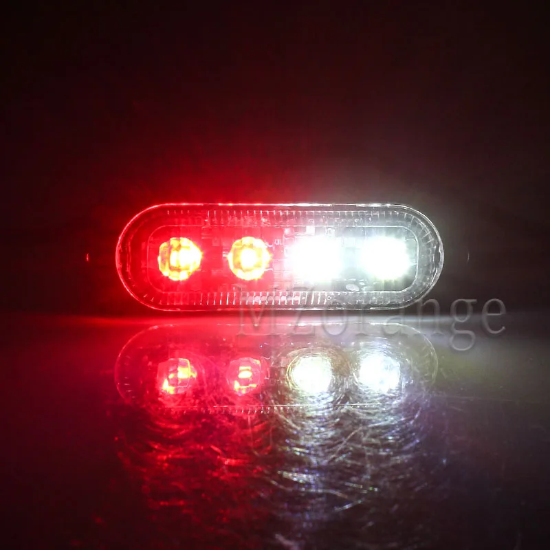 red white 1Piece12V-24V 4 Led Полицейский мигающий Предупреждение ющий светильник аварийный автомобиль Красный Синий Янтарный стробоскоп светильник s автомобильный Маяк Дорожный светильник - Цвет: red white