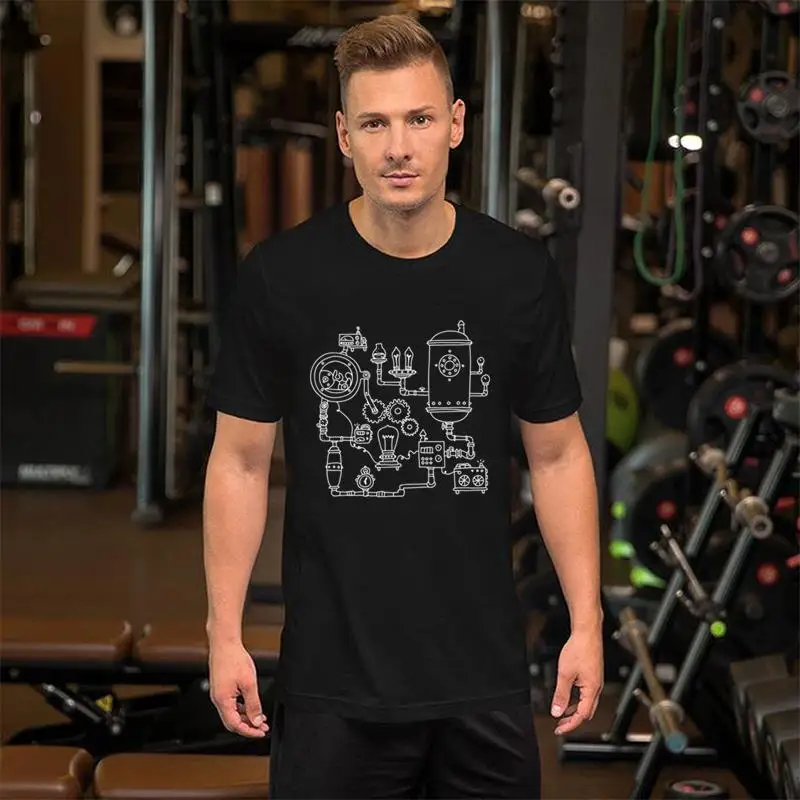 

Print Science Steampunk Gear t shirt loose size 405xl Short Sleeve mens t shirt summer men t-shirts